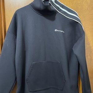 Champion Womens Black Turtleneck Sweatshirt, Size L